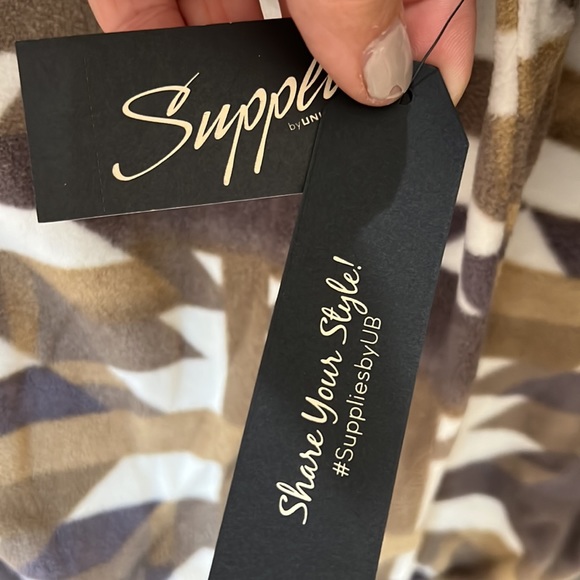 NWT{Supplies by Union Bay}Sz S TanBrownCream Aztec Print Fleece Zip Up w/pockets - Picture 8 of 9